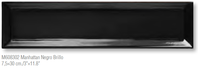 Manhattan Negro Brillo 7.5×30cm / 3"×11.8"