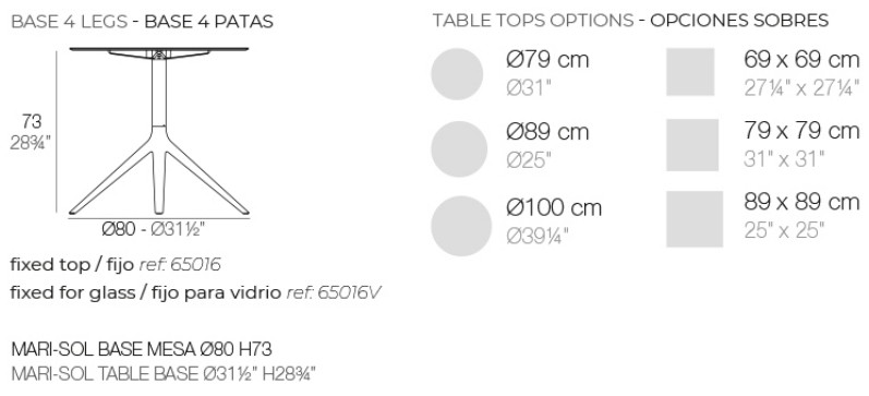 MARI-SOL TABLE BASE Ø:80 H:73cm