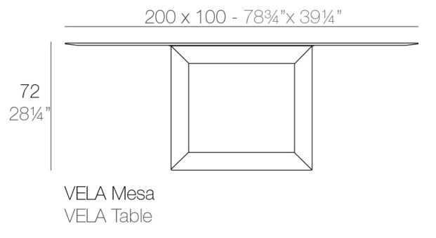 VELA DINING TABLE 200x100x72