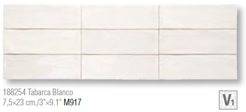 Tabarca Blanco 7.5×23 cm./3"×9.1"