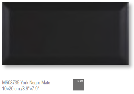 York Negro Mate 10×20cm / 3.9"×7.9"
