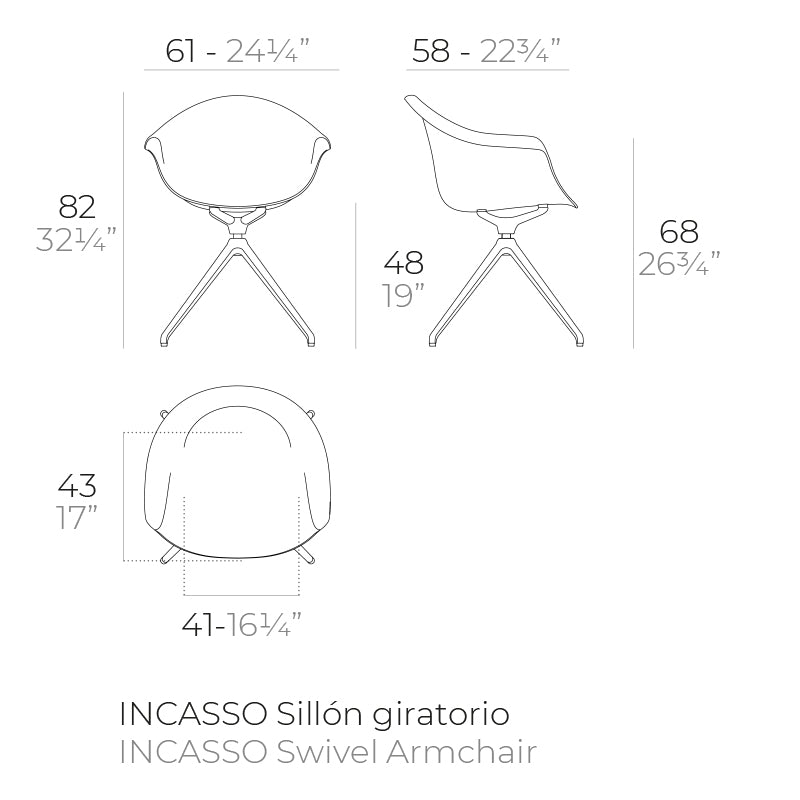 INCASSO - Silla giratoria con piernas de aluminio