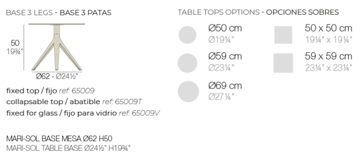MARI-SOL MESA BASE Ø:62 H:100cm