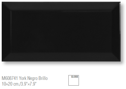 York Negro Brillo 10×20cm / 3.9"×7.9"